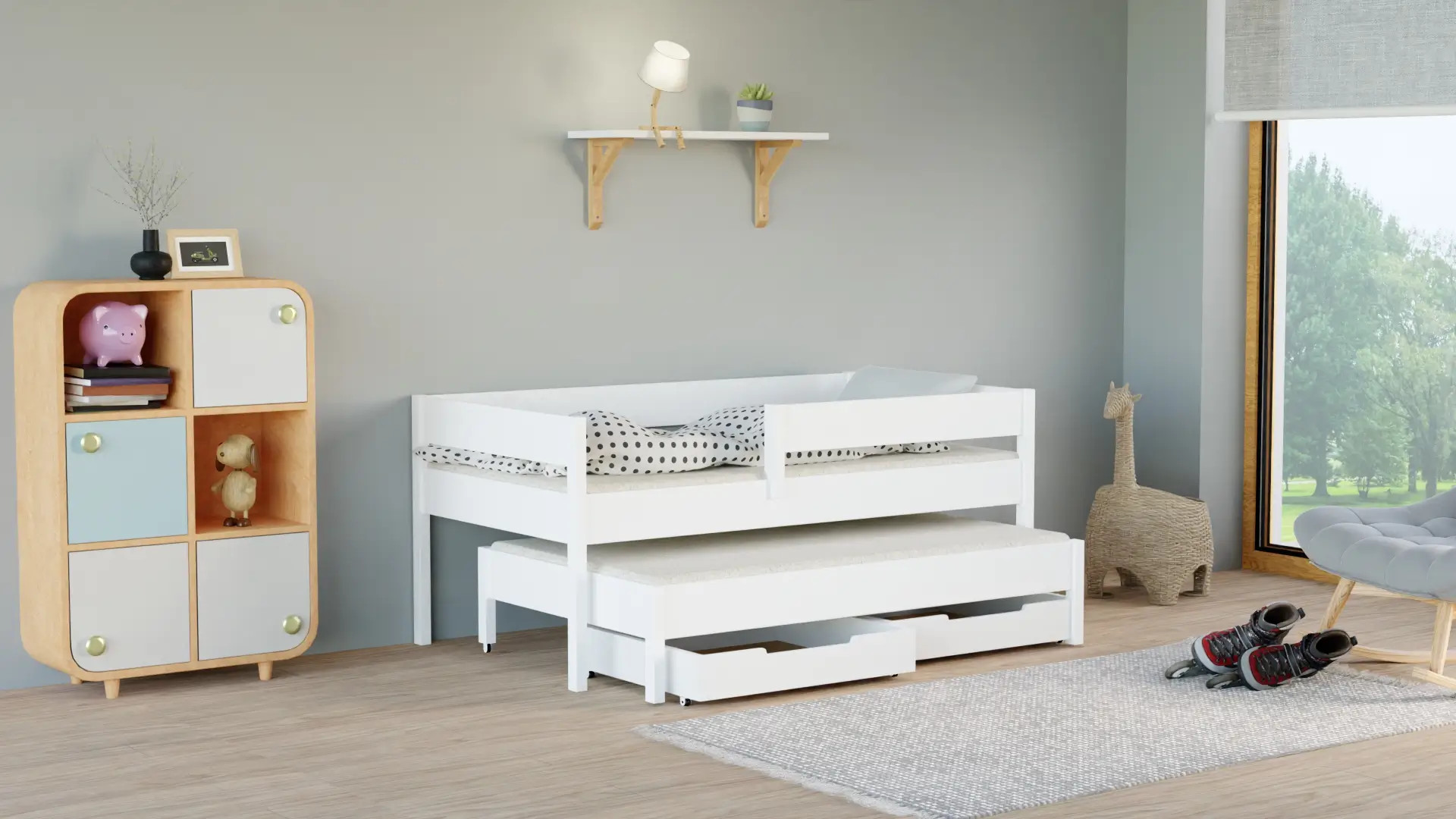 Ausziehbett, Kinderbett, Doppelbett Junior, Sofortlieferung - Kubuk Moebel