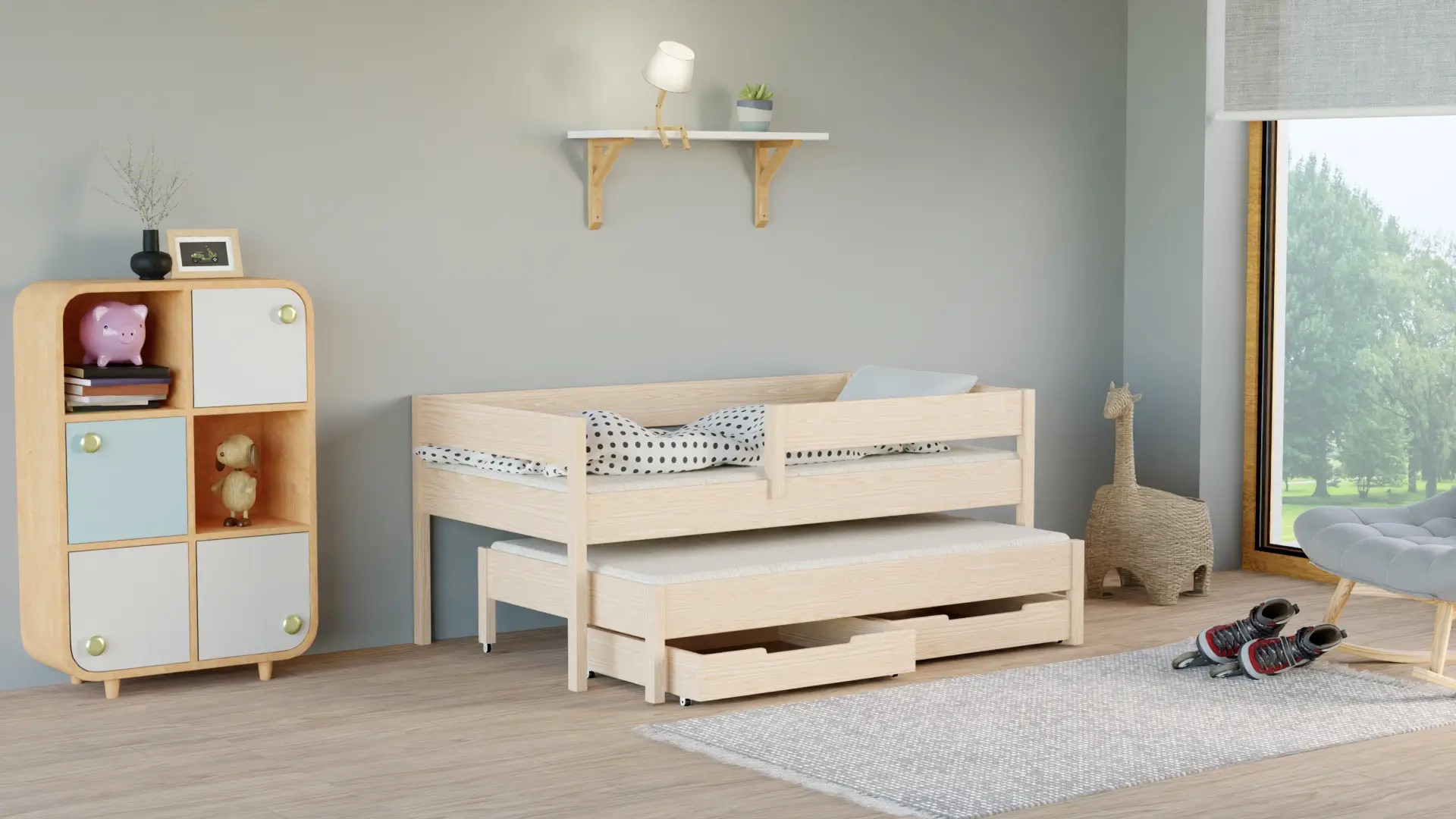 Ausziehbett, Kinderbett, Doppelbett Junior, Sofortlieferung - Kubuk Moebel