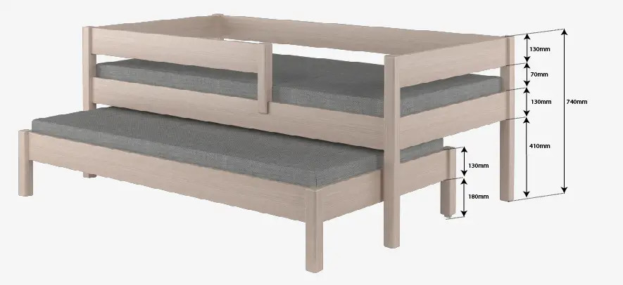 Ausziehbett, Kinderbett, Doppelbett Junior, Sofortlieferung - Kubuk Moebel