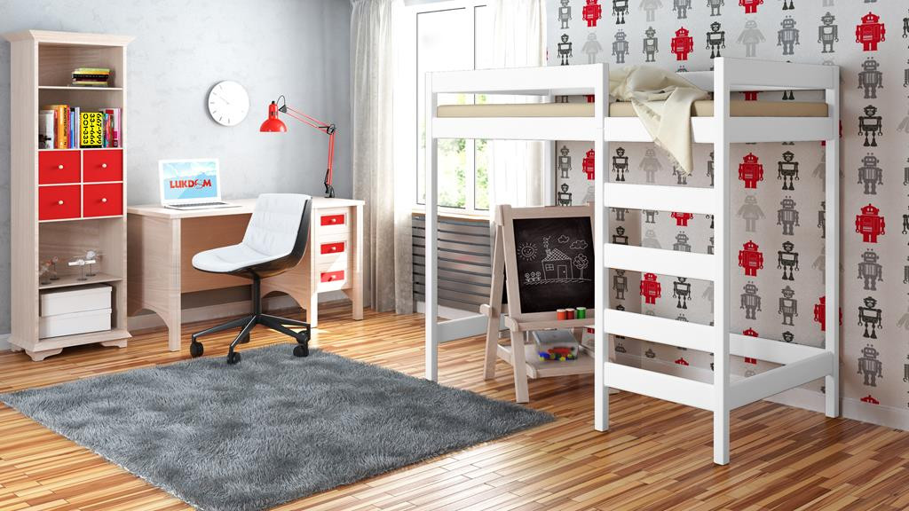 Kinderbett, Jugendbett, Hochbett LUKA aus Massivholz, Sofortlieferung - Kubuk Moebel