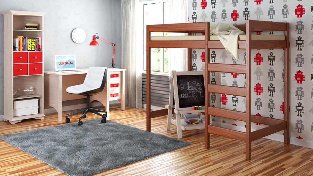 Kinderbett, Jugendbett, Hochbett LUKA aus Massivholz, Sofortlieferung - Kubuk Moebel