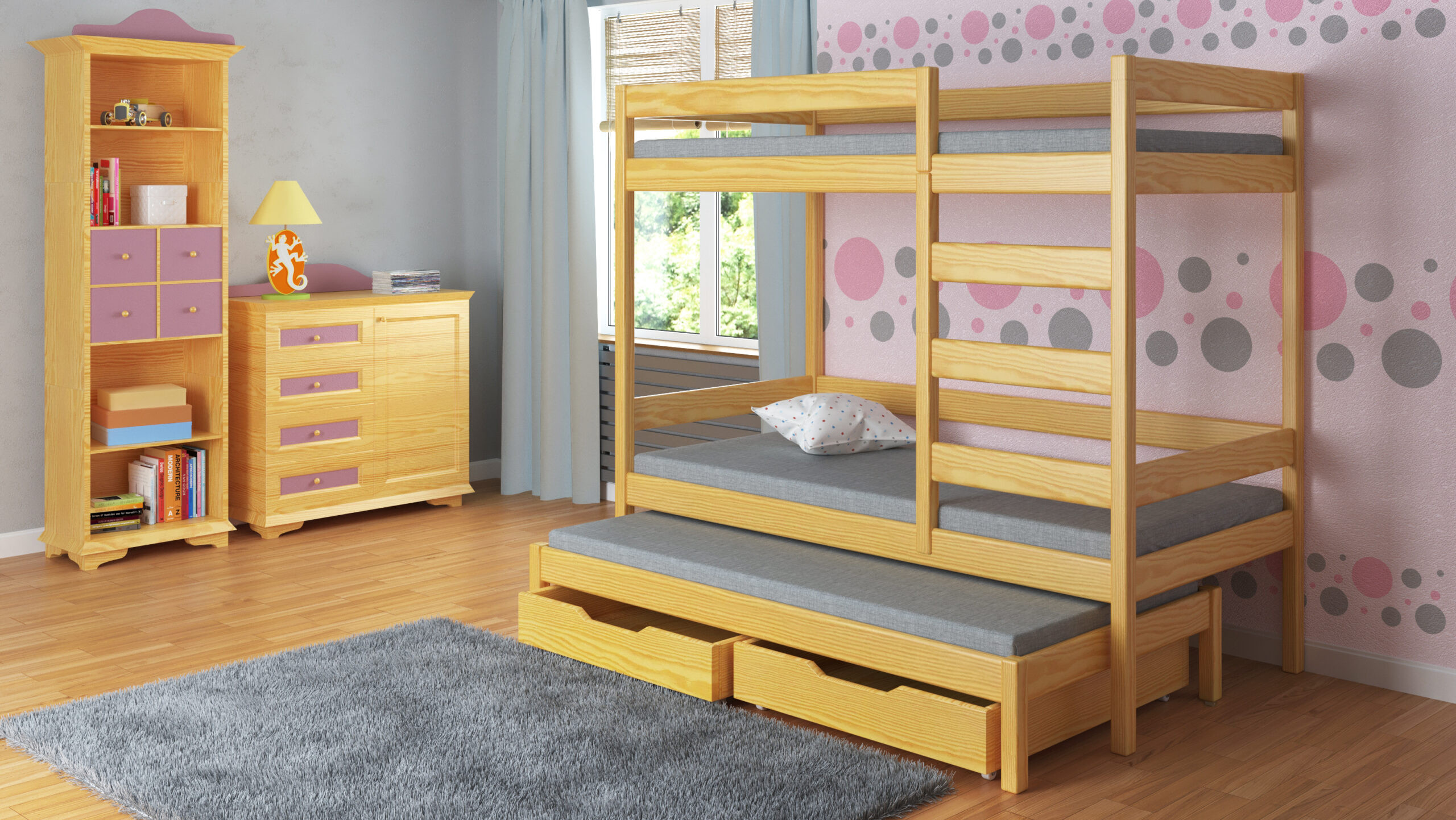Etagenbett, Kinderbett TORINO Massivholz, Sofortlieferung - Kubuk Moebel