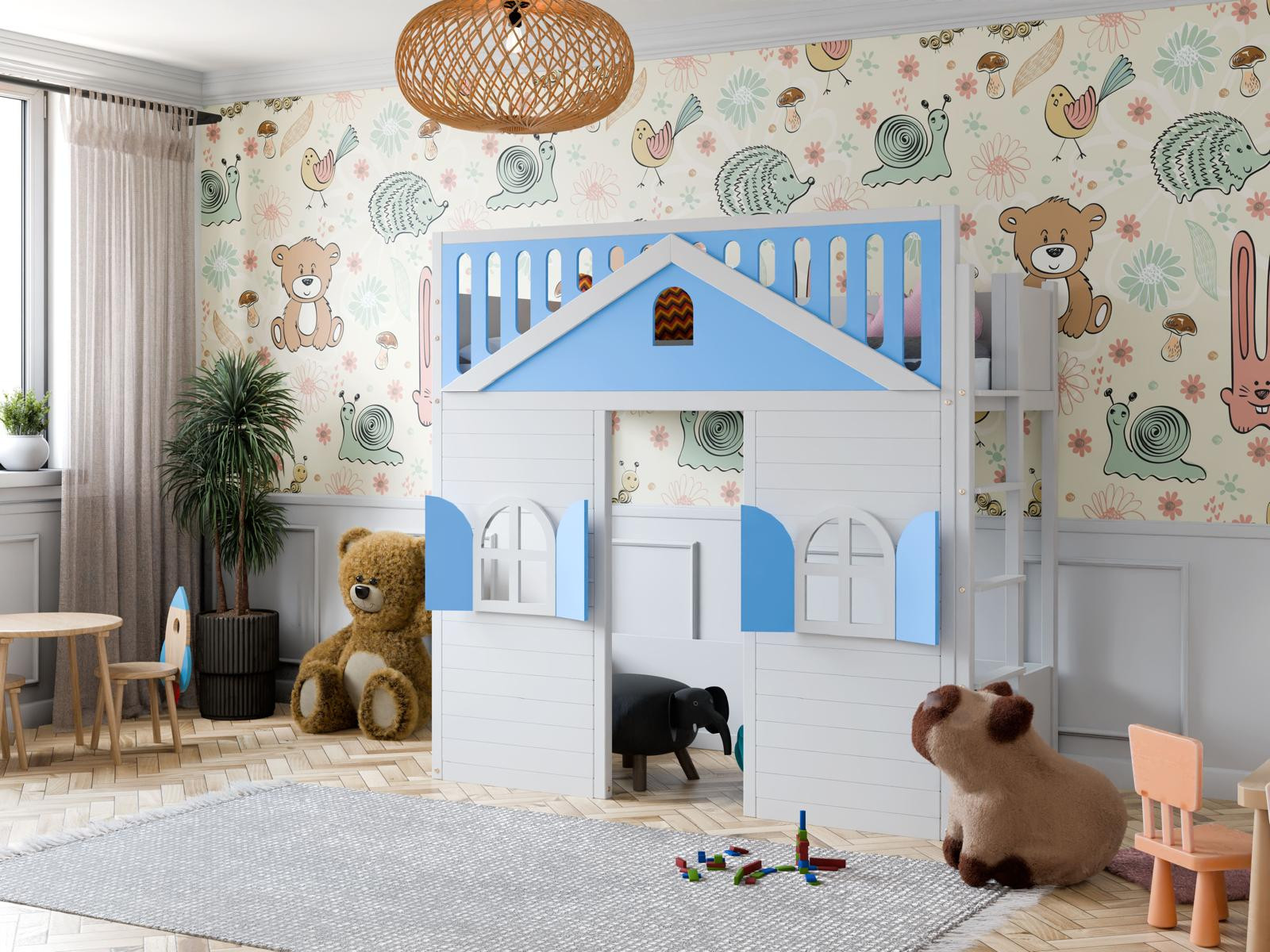 Hochbett, Kinderbett Oli - Kubuk Moebel