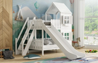 Hausbett, Spielbett Luna (Leiter,Treppe,Rutsche)