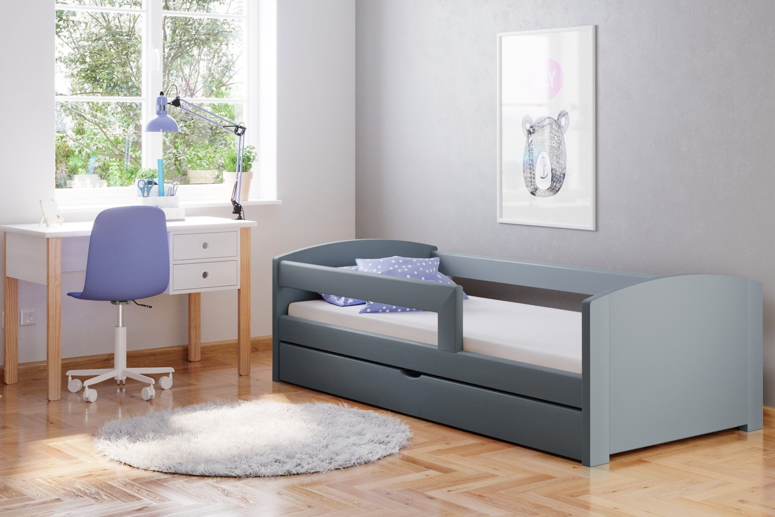Einzelbett, Ausziehbett, Kinderbett aus massivem Fichtenholz TEDI - Kubuk Moebel