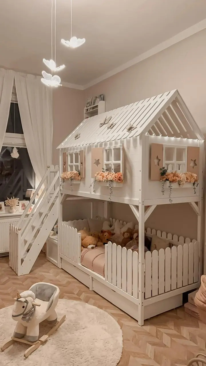 Hausbett, Spielbett LUNA (Leiter,Treppe,Rutsche) - Kubuk Moebel