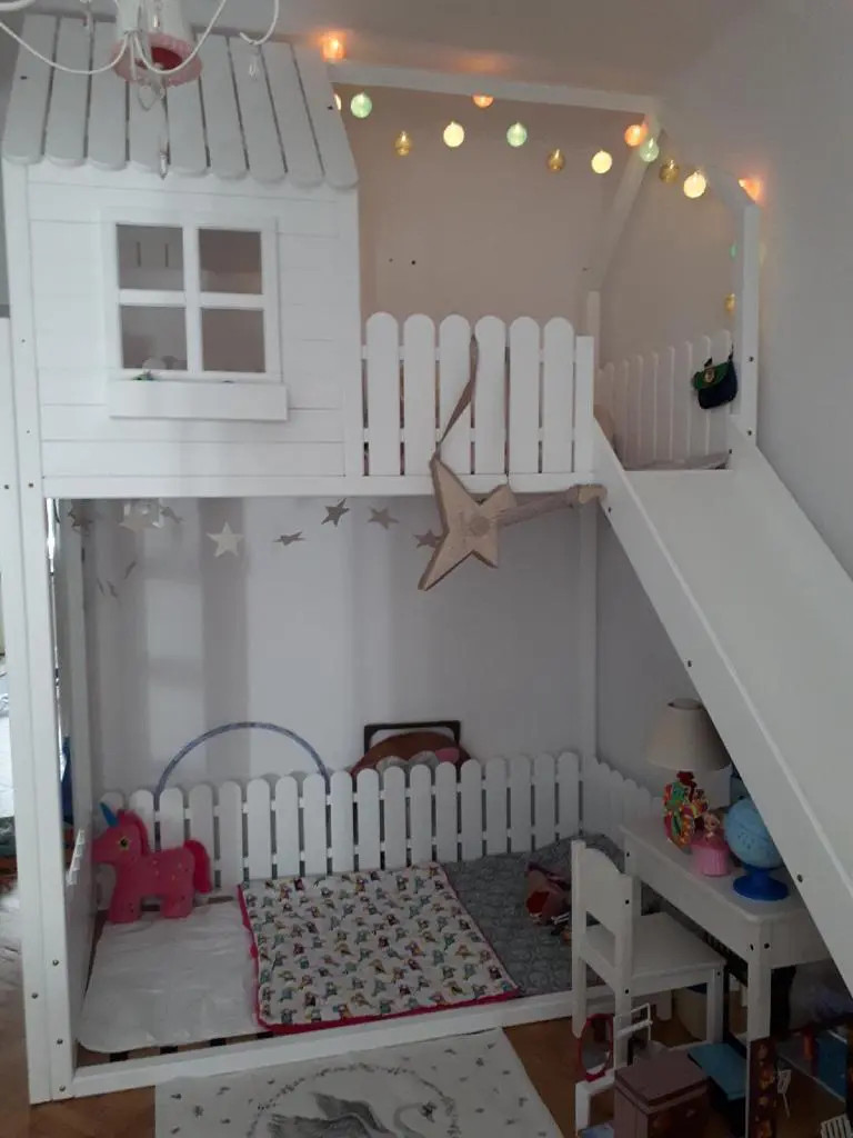 Hausbett, Spielbett LUNA (Leiter,Treppe,Rutsche) - Kubuk Moebel