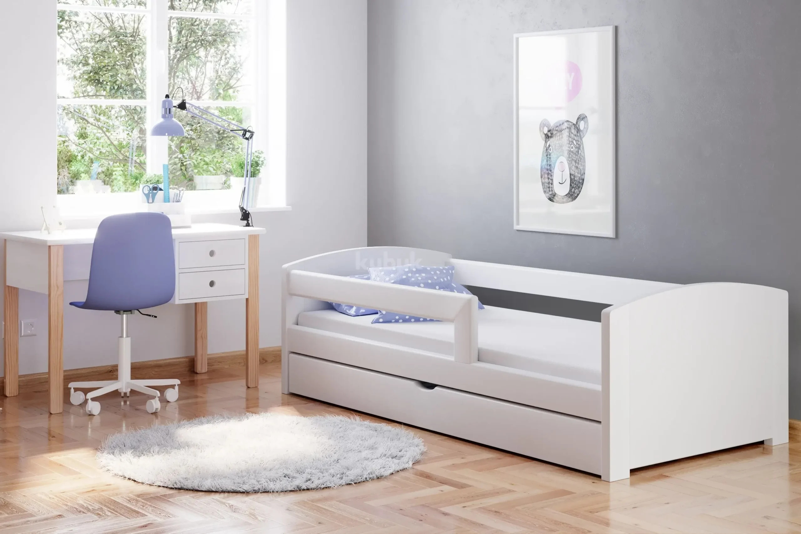 Einzelbett, Ausziehbett, Kinderbett aus massivem Fichtenholz TEDI - Kubuk Moebel