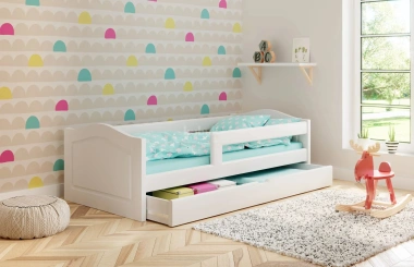 Einzelbett, Ausziehbett, Kinderbett aus massivem Fichtenholz VIKTORIA