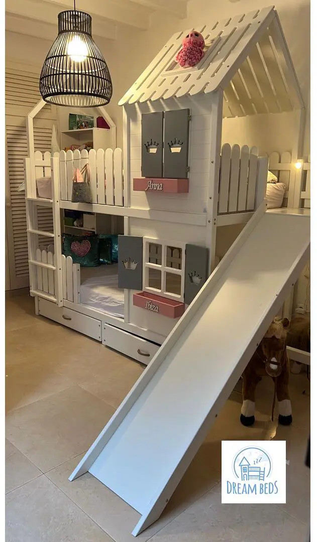 Hausbett, Spielbett LUNA (Leiter,Treppe,Rutsche) - Kubuk Moebel