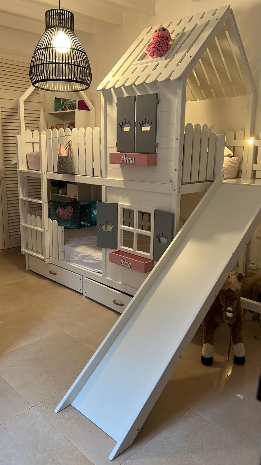 Hausbett, Spielbett LUNA (Leiter,Treppe,Rutsche) - Kubuk Moebel
