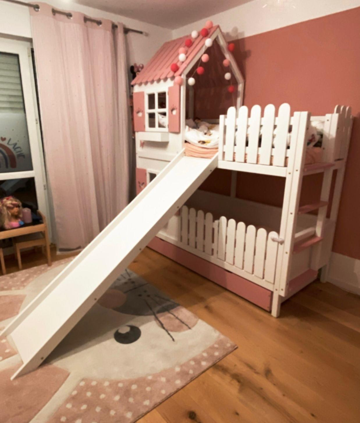 Hausbett, Spielbett LUNA (Leiter,Treppe,Rutsche) - Kubuk Moebel