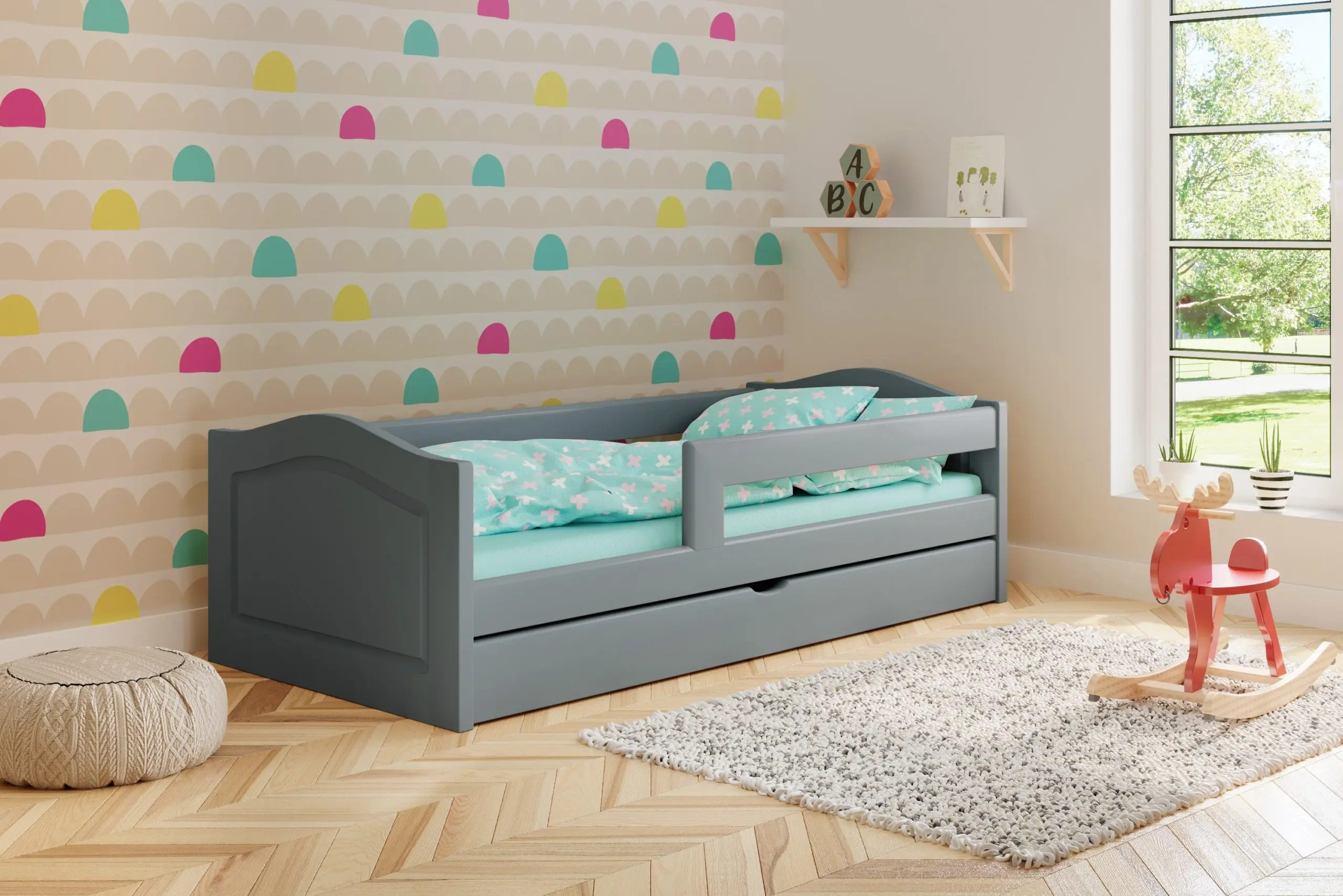 Einzelbett, Ausziehbett, Kinderbett aus massivem Fichtenholz VIKTORIA - Kubuk Moebel