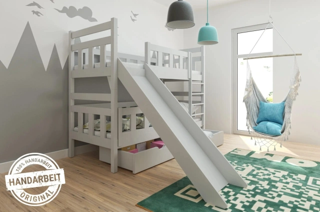 Etagenbett, Spielbett MARCEL SPASS mit Rutsche - Kubuk Moebel