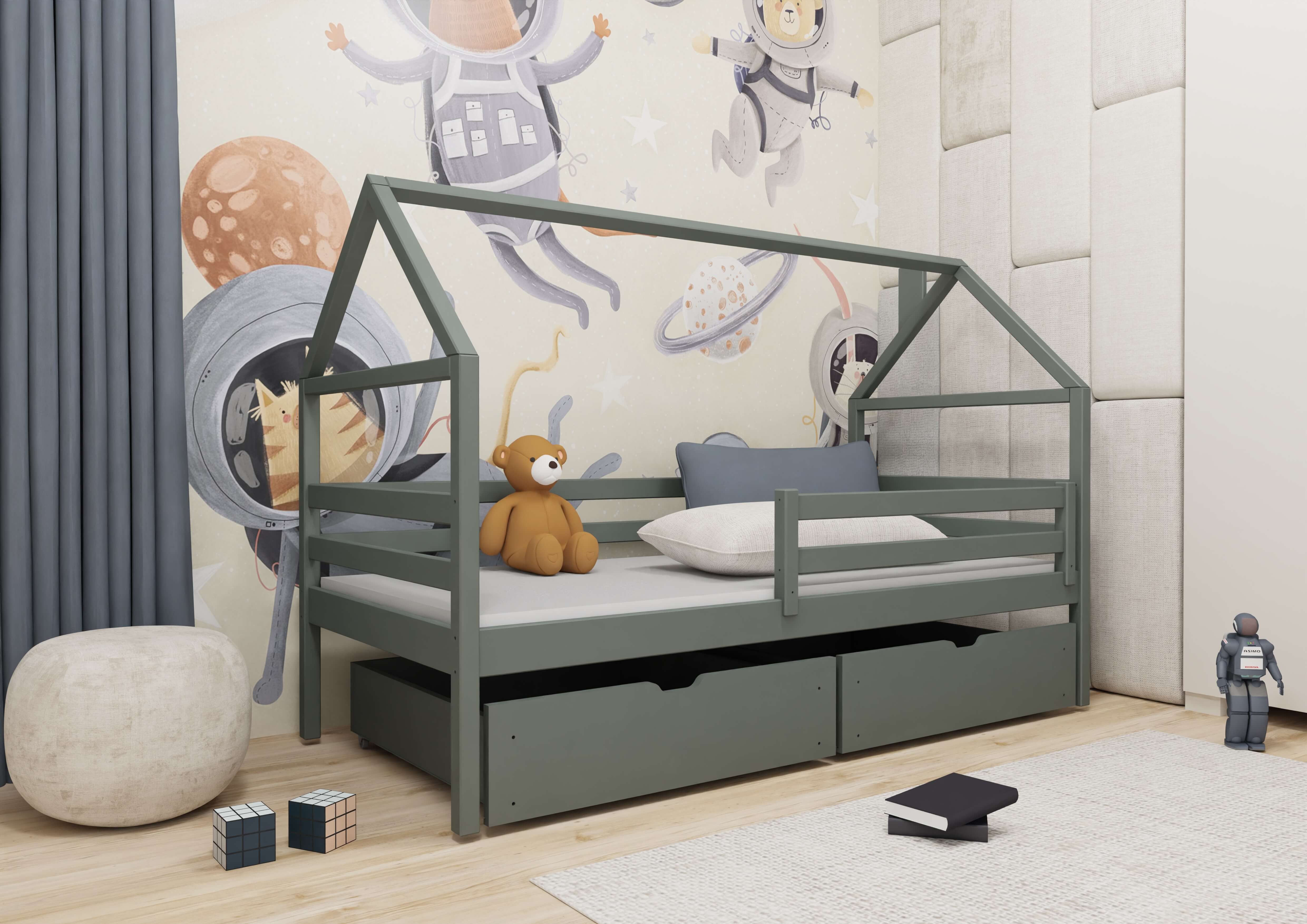 Einzelbett, Kinderbett, Hausbett ARON - Kubuk Moebel