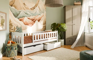 Einzelbett, Kinderbett GUCIO mit Schubladen