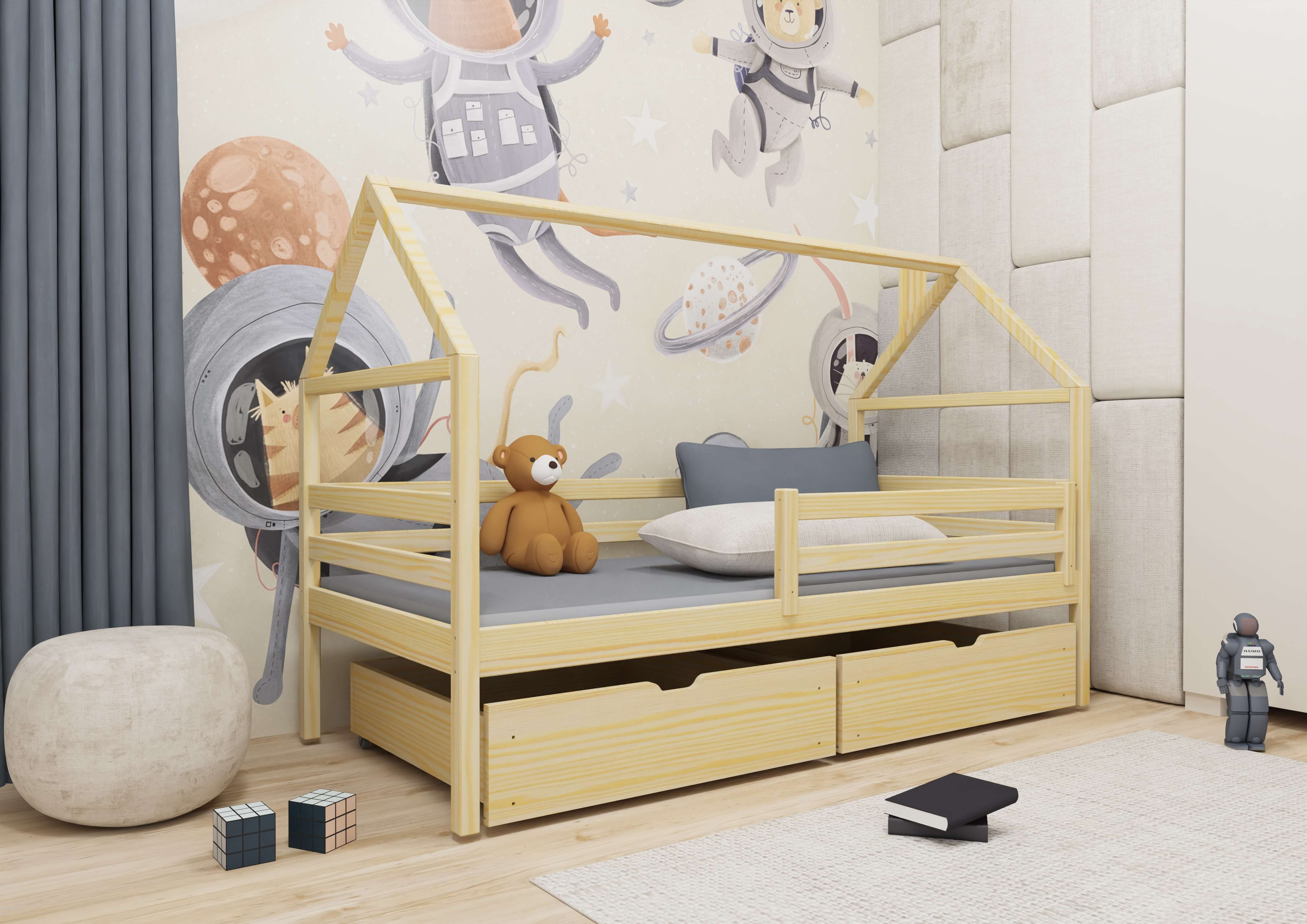 Einzelbett, Kinderbett, Hausbett ARON - Kubuk Moebel
