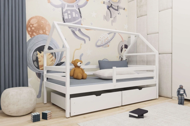 Einzelbett, Kinderbett, Hausbett ARON - Kubuk Moebel