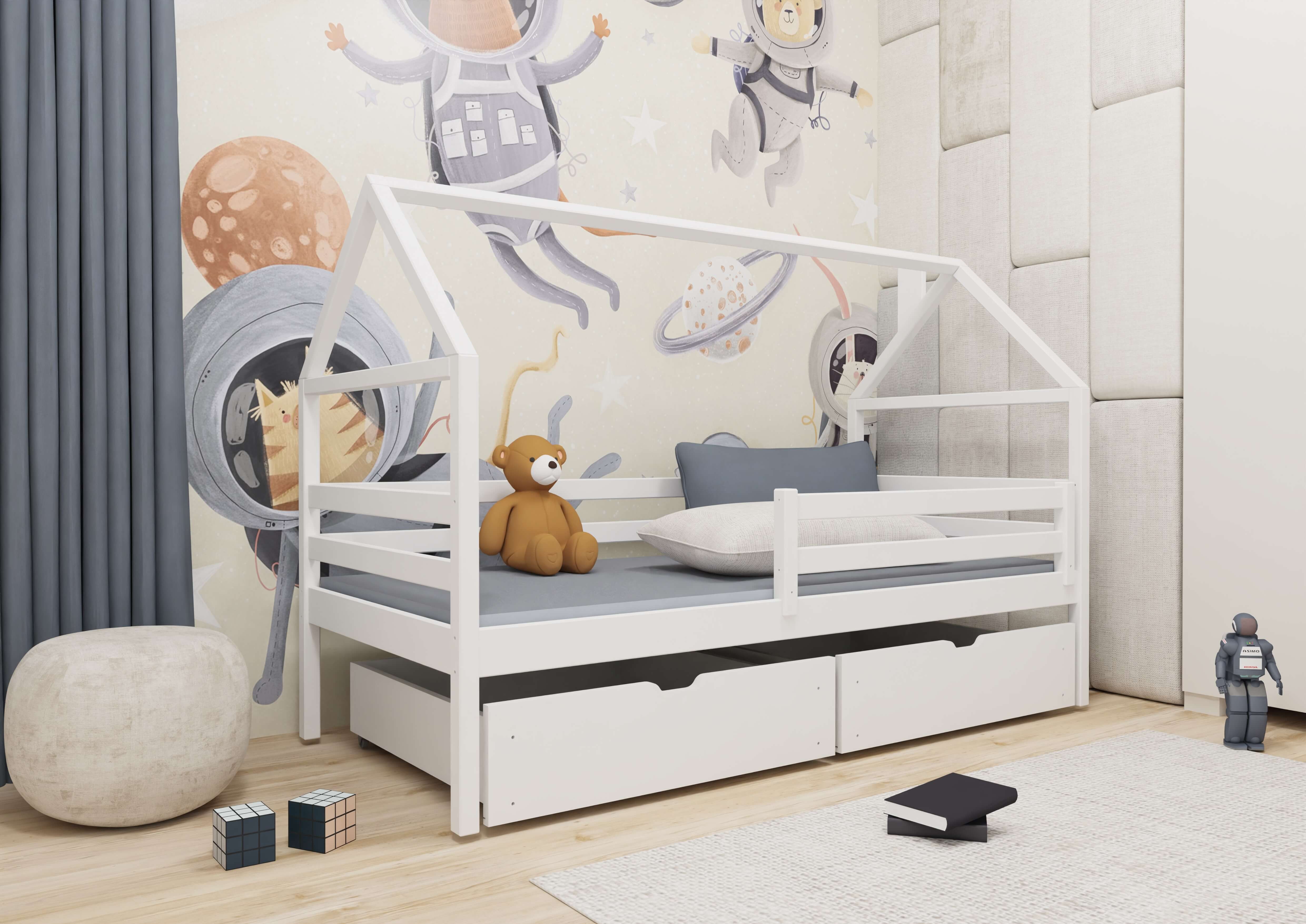Einzelbett, Kinderbett, Hausbett ARON - Kubuk Moebel