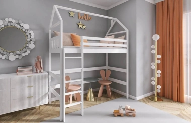 Hochbett, Kinderbett, Hausbett GLORIA