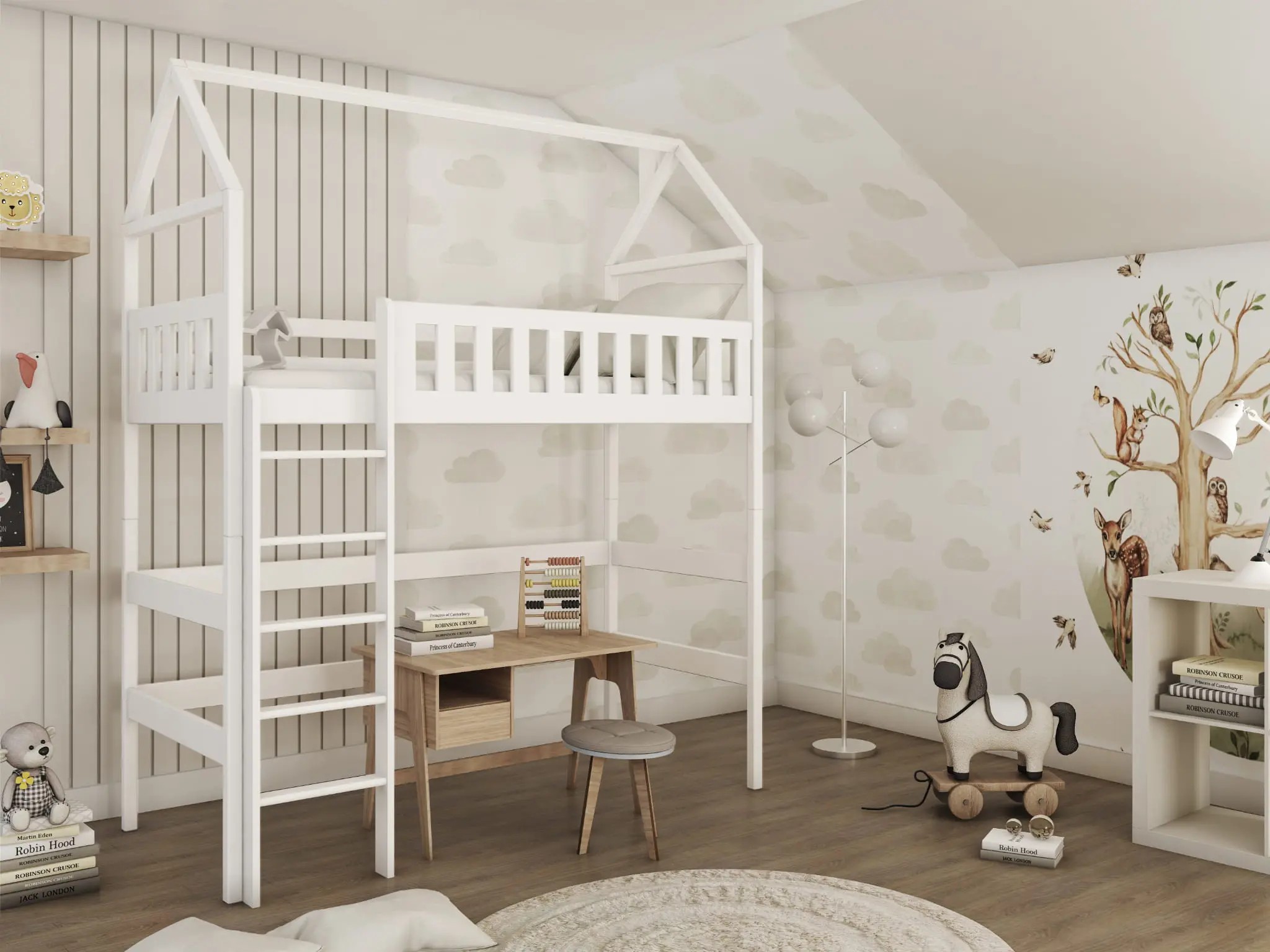 Hochbett, Kinderbett, Hausbett OTI - Kubuk Moebel