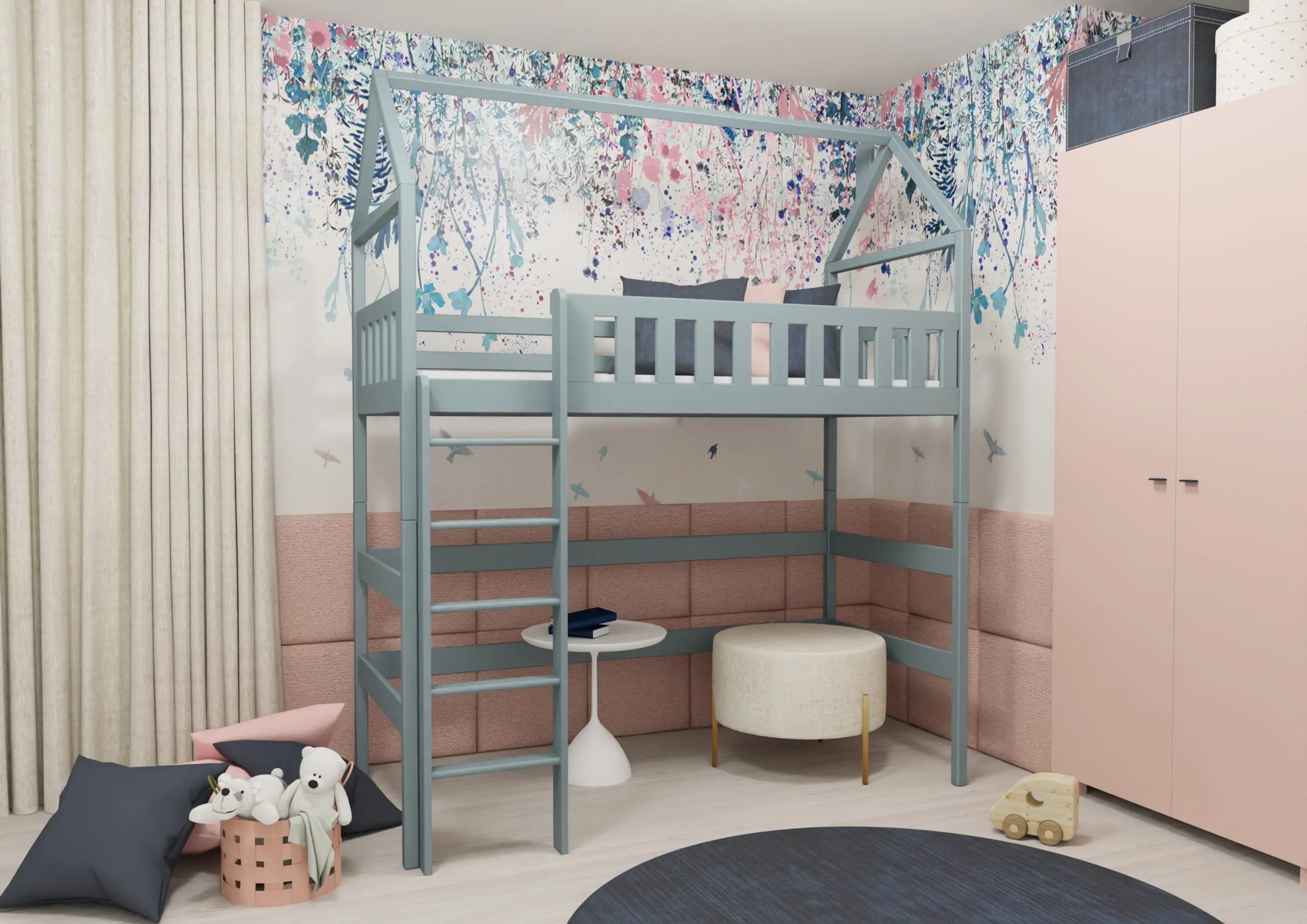 Hochbett, Kinderbett, Hausbett OTI - Kubuk Moebel