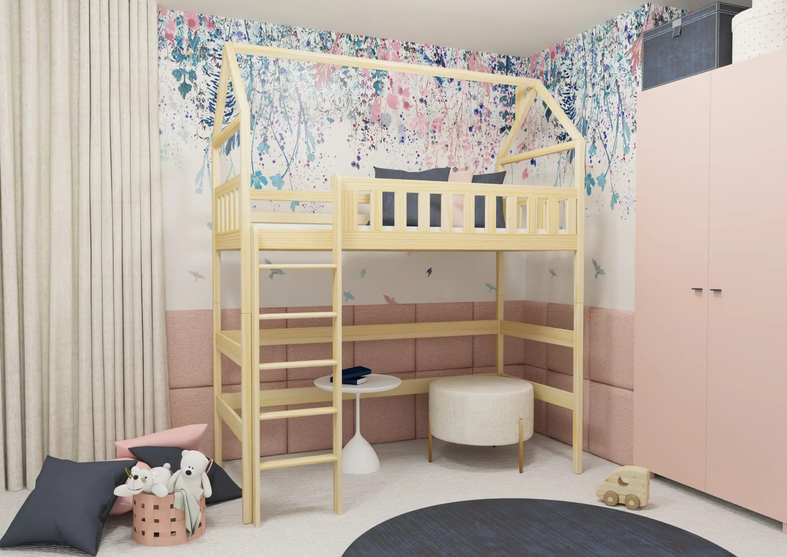 Hochbett, Kinderbett, Hausbett OTI - Kubuk Moebel