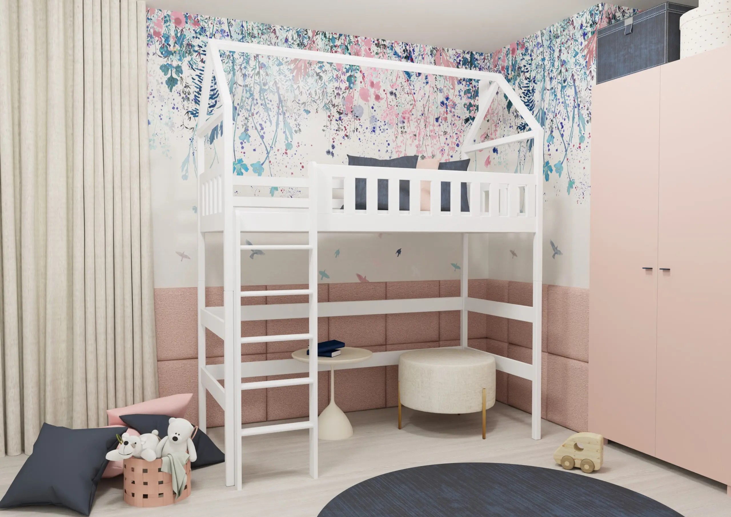 Hochbett, Kinderbett, Hausbett OTI - Kubuk Moebel