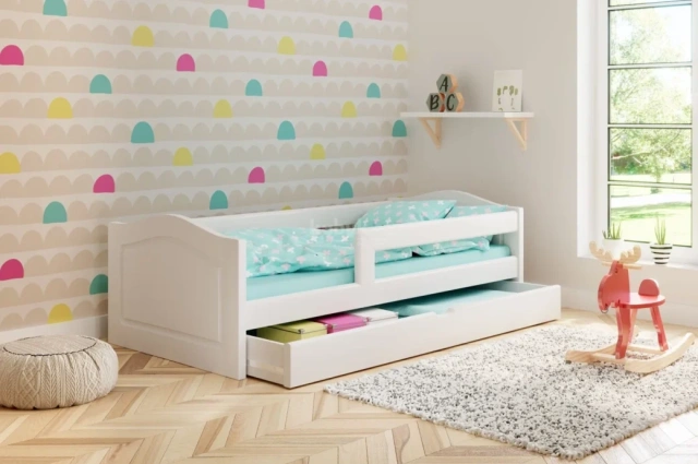 Einzelbett, Ausziehbett, Kinderbett aus massivem Fichtenholz STERN - Kubuk Moebel