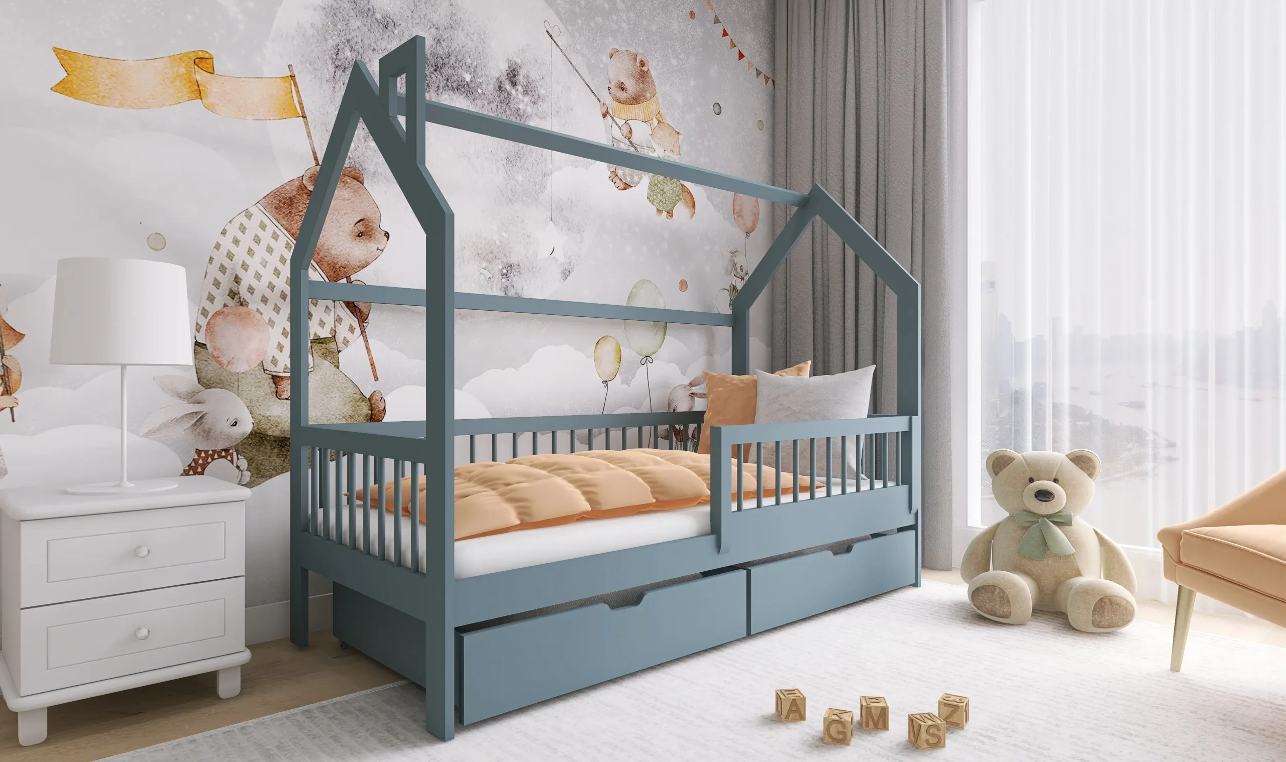 Hausbett, Kinderbett, Einzelbett OSKAR - Kubuk Moebel
