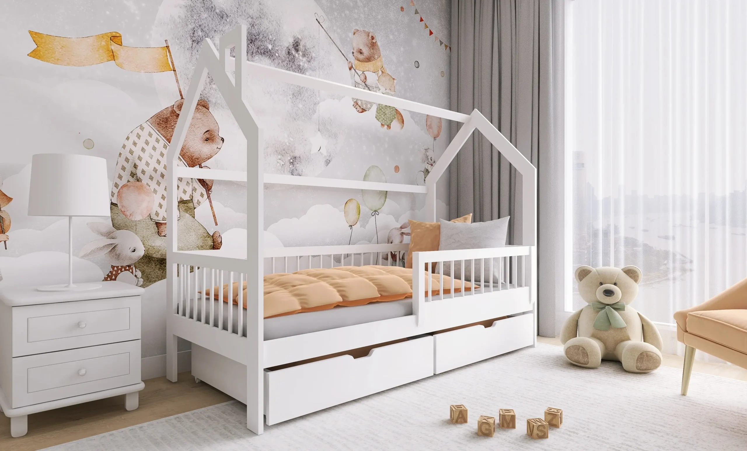 Hausbett, Kinderbett, Einzelbett OSKAR - Kubuk Moebel