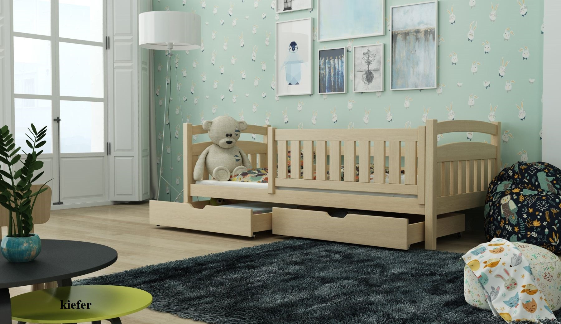 Einzelbett, Kinderbett TERRY mit Schubladen - Kubuk Moebel