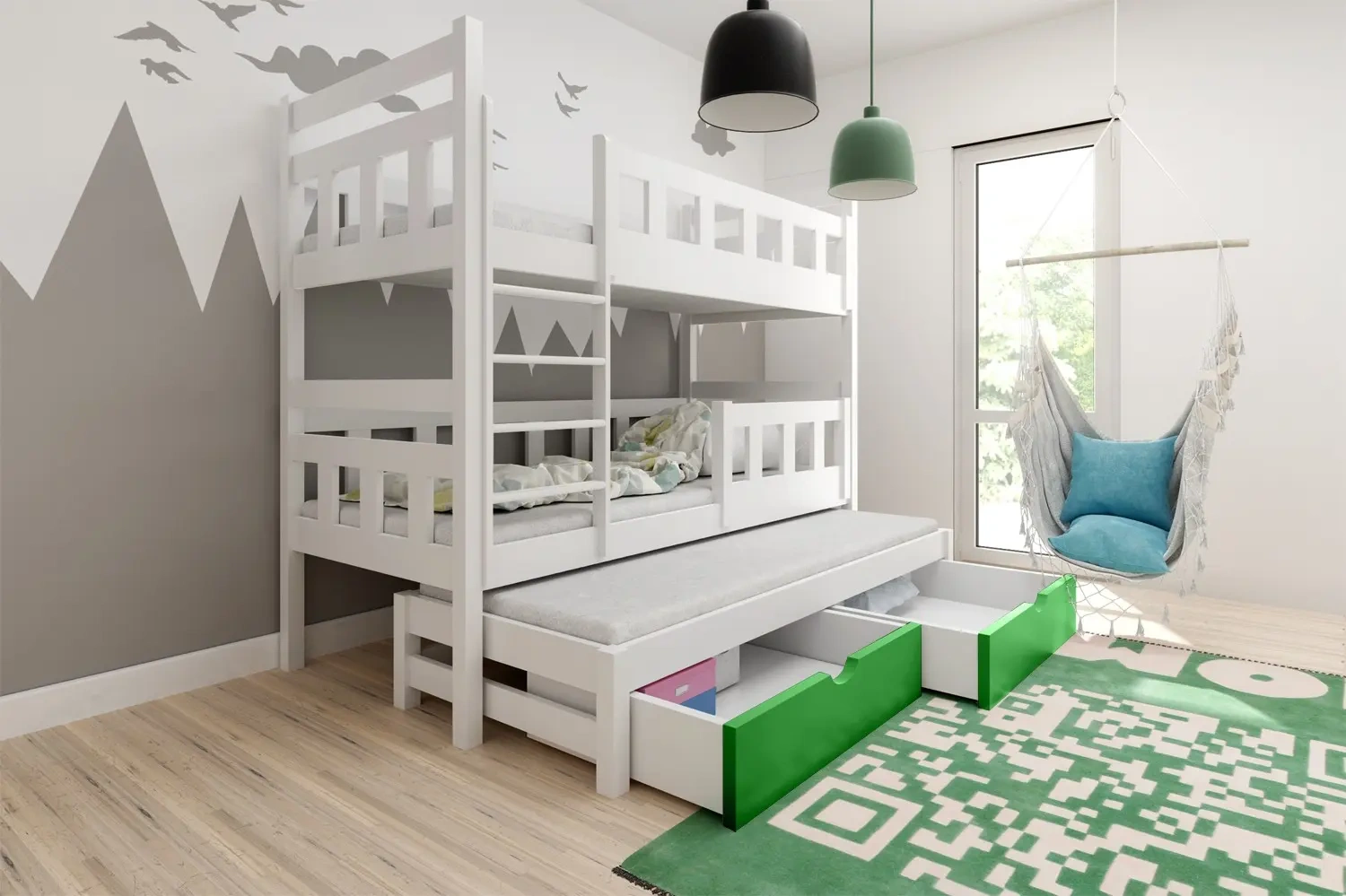 Etagenbett, Spielbett MARCEL für 2 oder 3 Personen