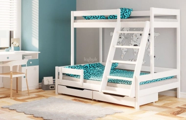 Etagenbett, Kinderbett TRIO 200x90/200x140cm  Massivholz, ohne Rausfallschutz, Sofortlieferung