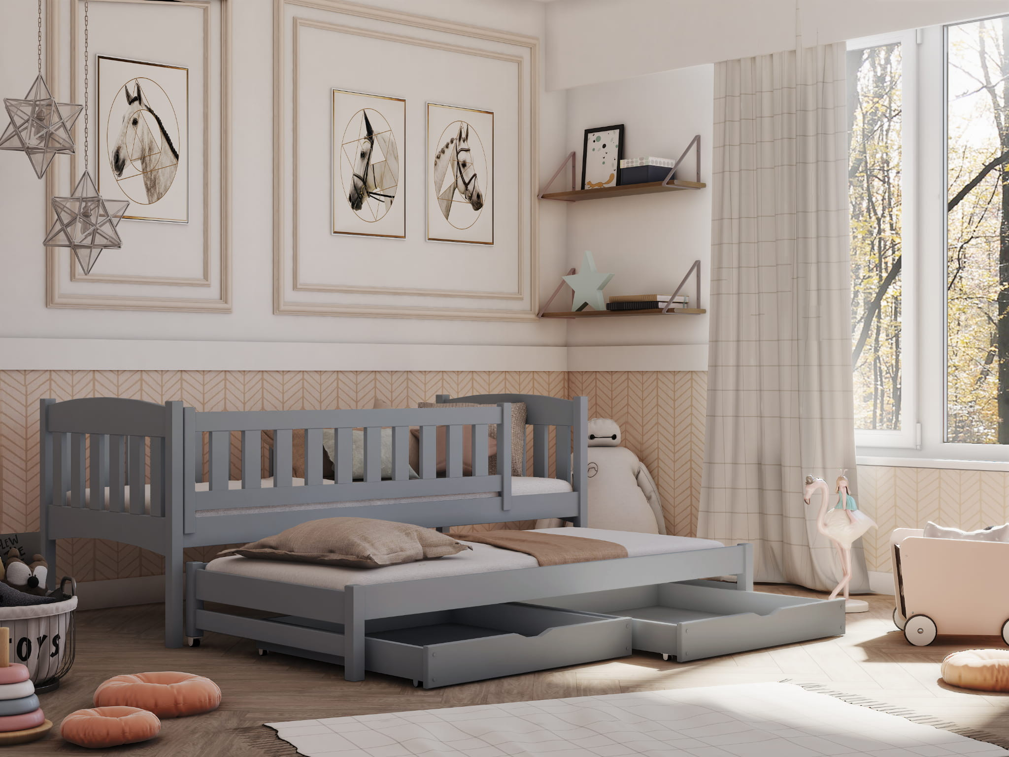 Ausziehbett, Kinderbett, Doppelbett AMELA - Kubuk Moebel
