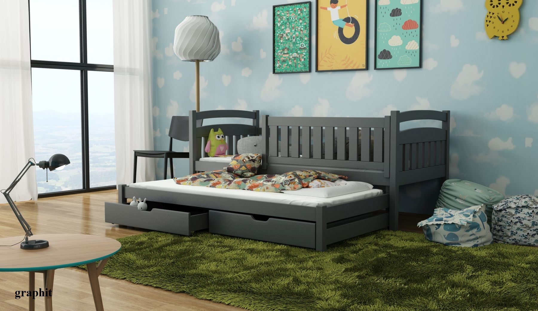 Ausziehbett, Kinderbett, Doppelbett GALAXY - Kubuk Moebel