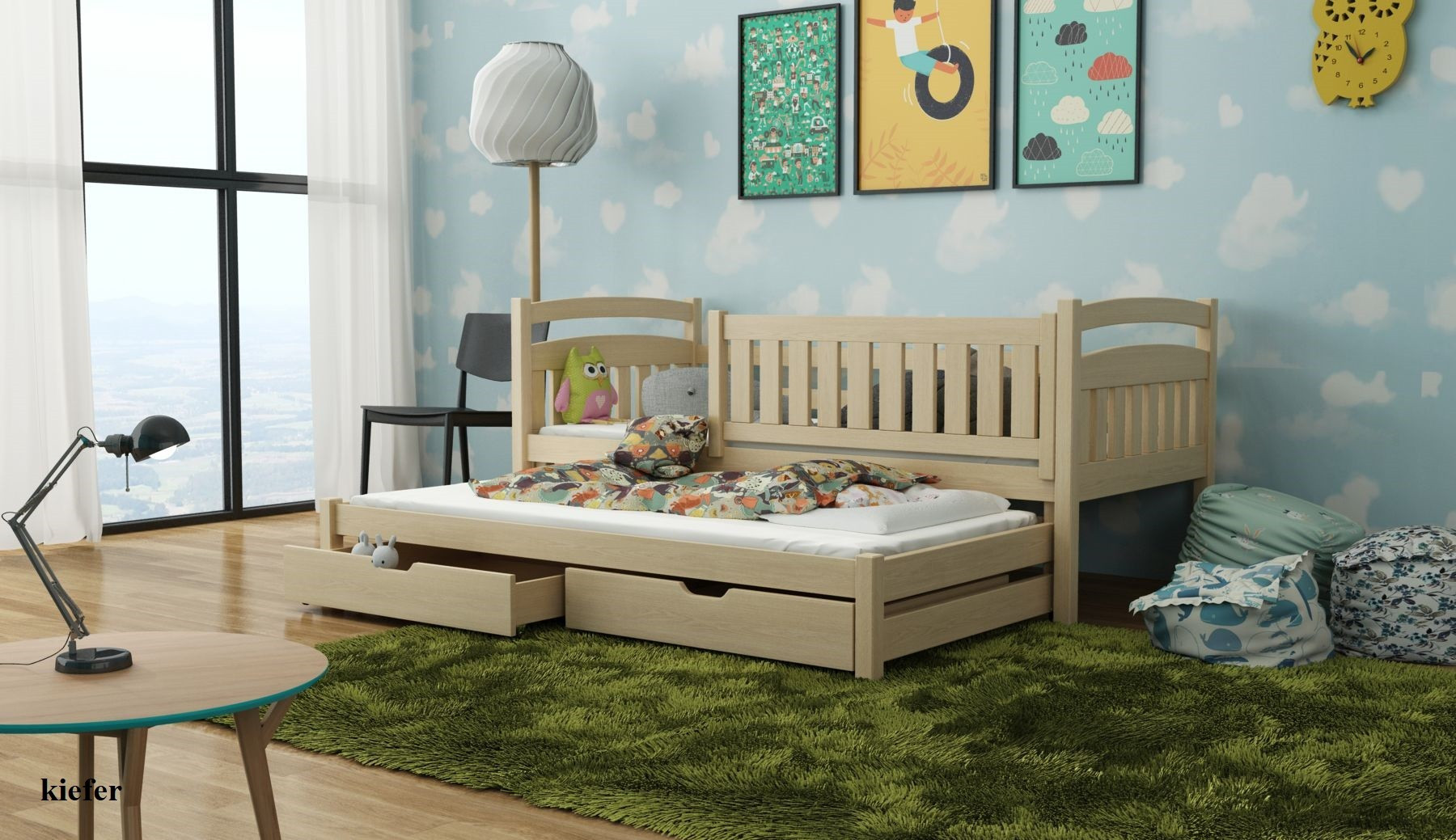 Ausziehbett, Kinderbett, Doppelbett GALAXY - Kubuk Moebel
