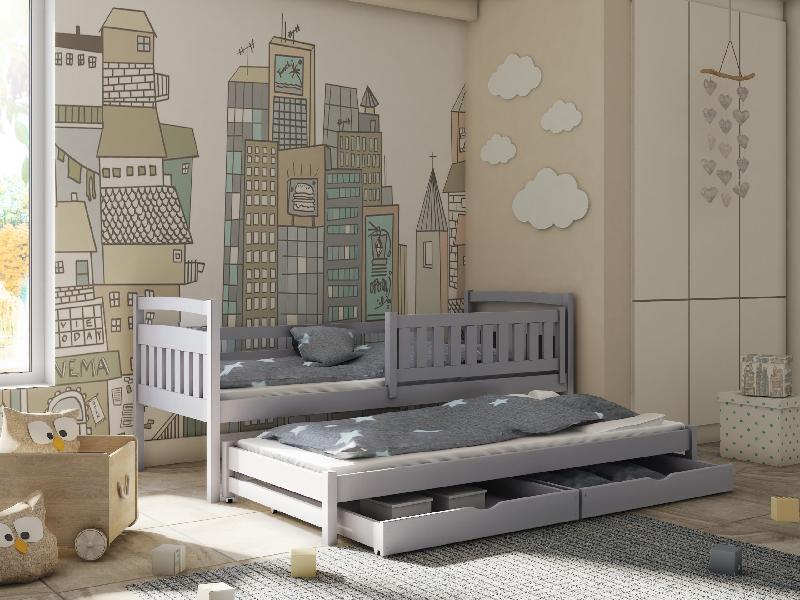 Ausziehbett, Kinderbett, Doppelbett GALAXY - Kubuk Moebel