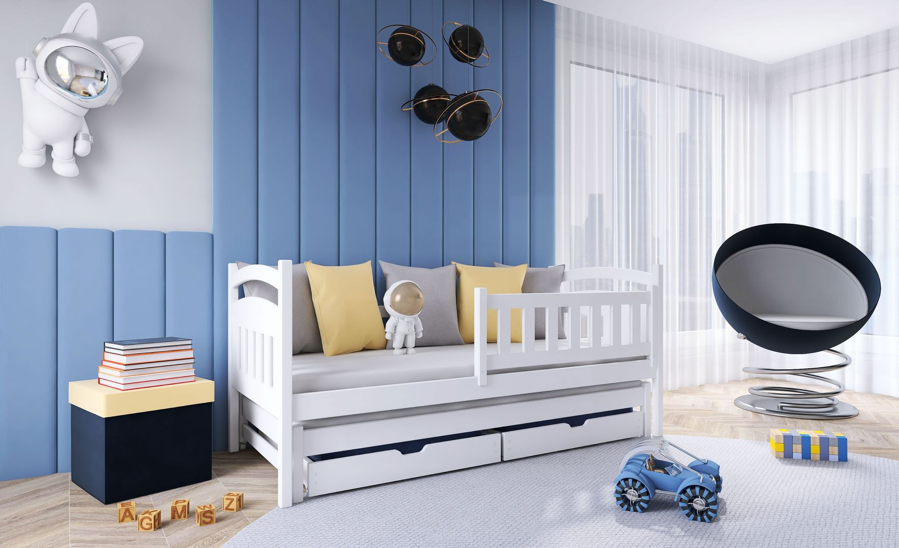 Ausziehbett, Kinderbett, Doppelbett GALAXY - Kubuk Moebel
