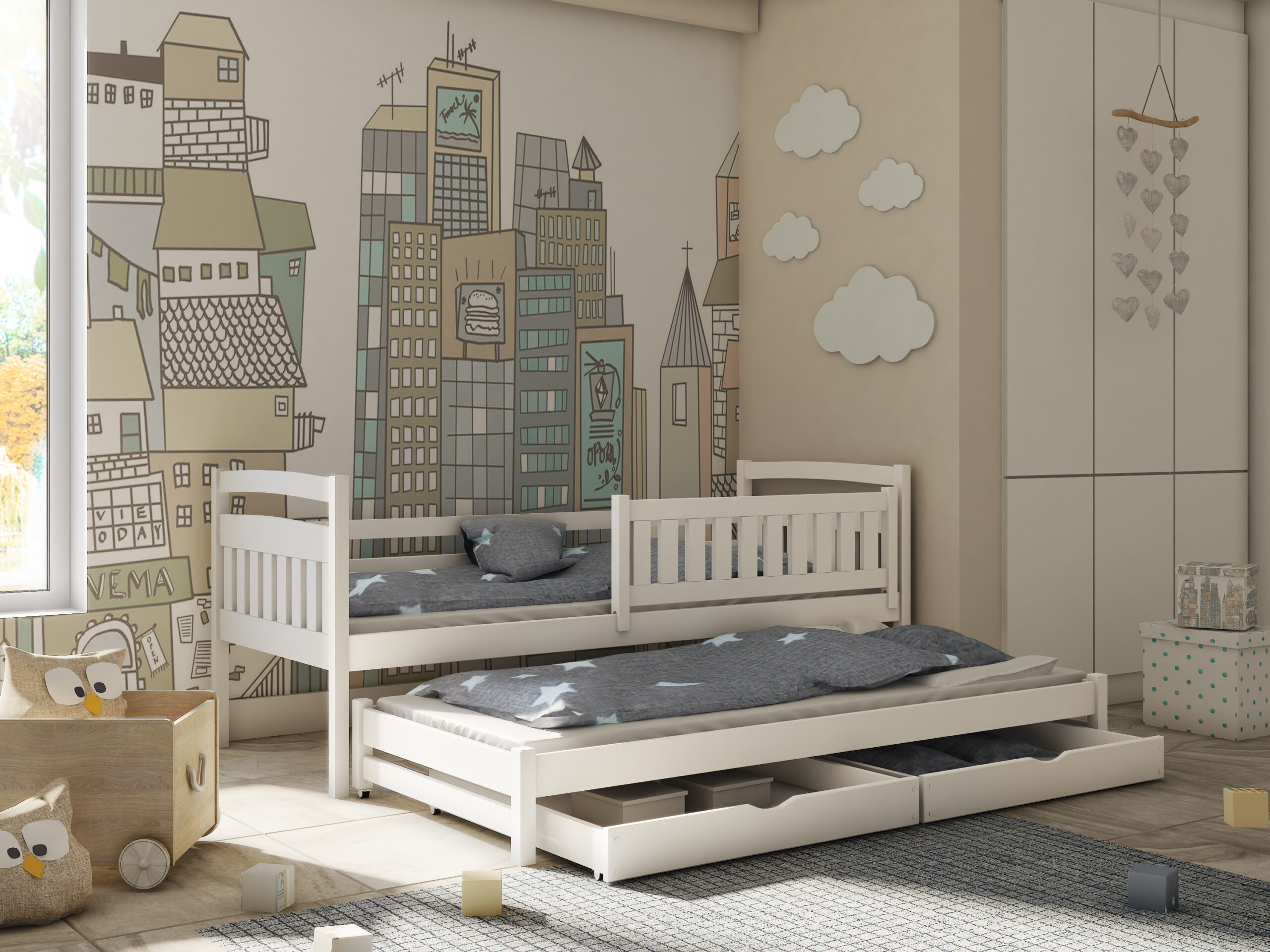 Ausziehbett, Kinderbett, Doppelbett GALAXY - Kubuk Moebel
