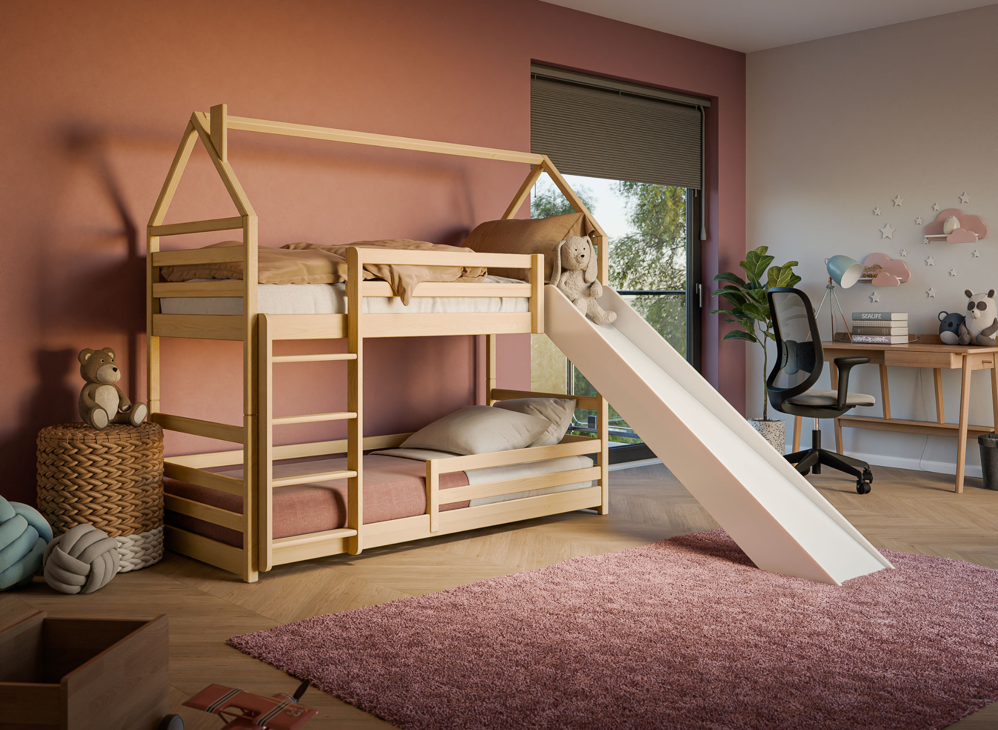Etagenbett, Spielbett Play mit Rutsche - Kubuk Moebel