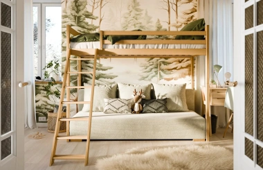 Hochbett, Kinderbett mit Schlafsofa SOFINO