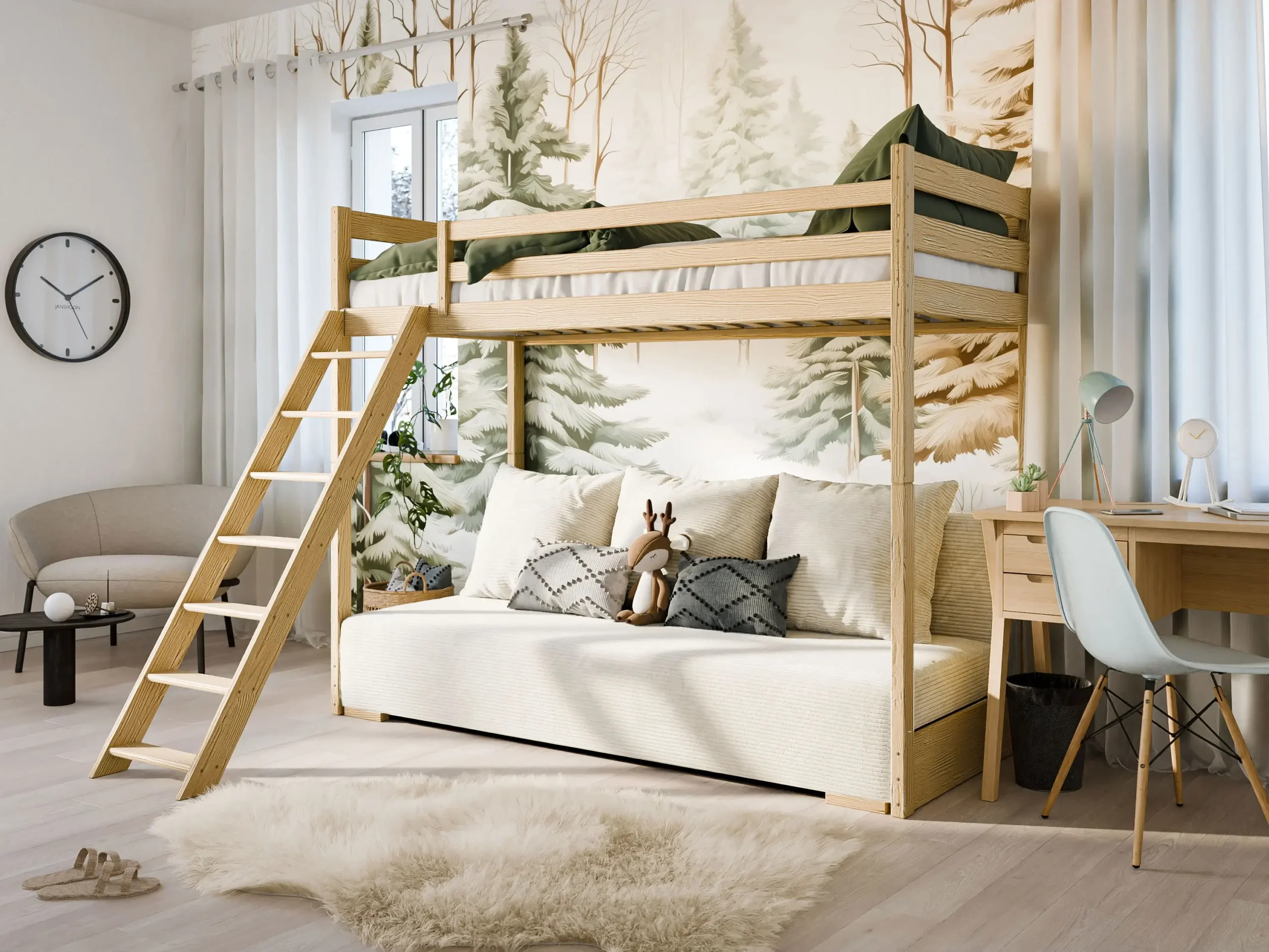 Hochbett, Kinderbett mit Schlafsofa SOFINO - Kubuk Moebel