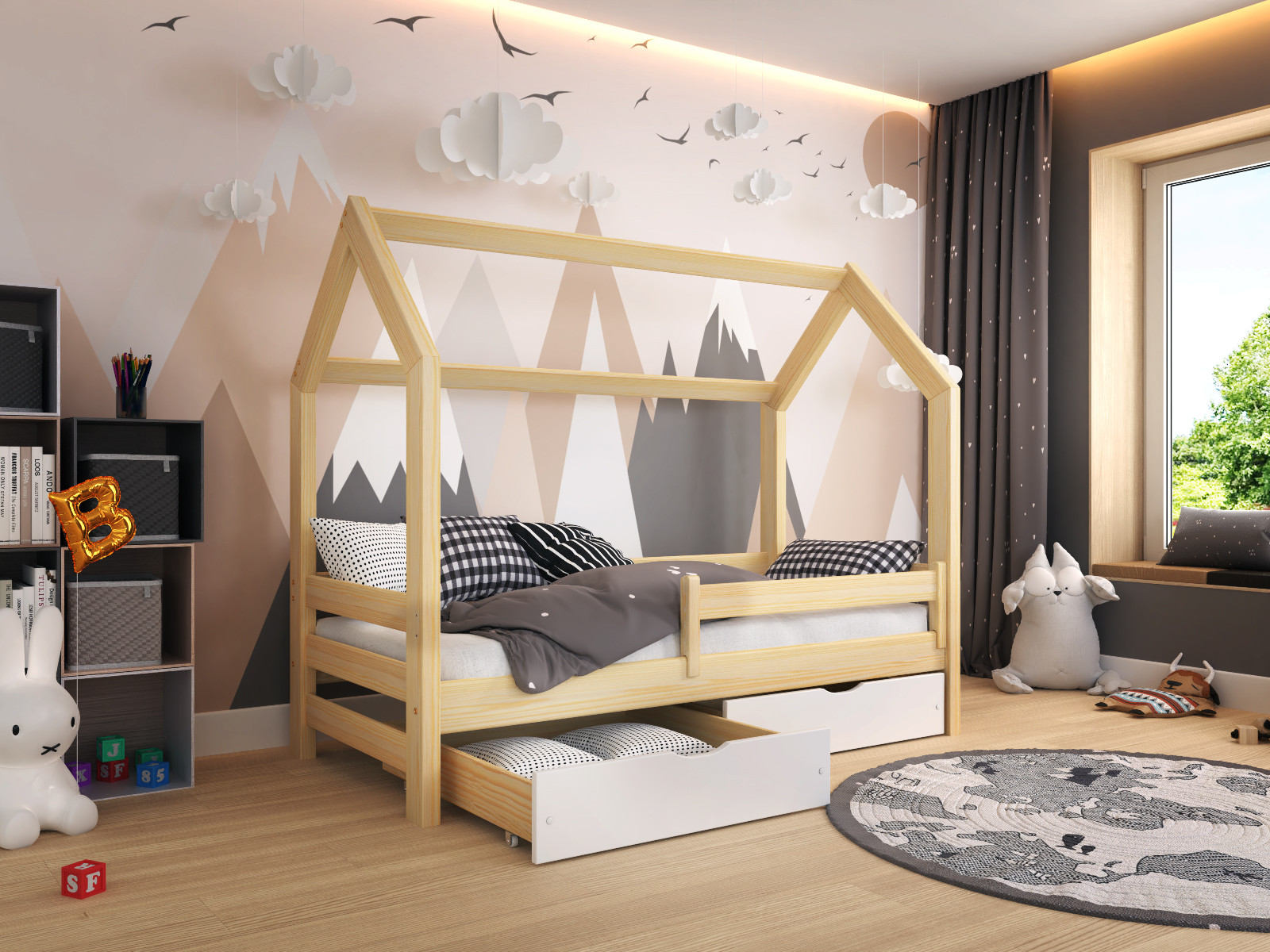 Einzelbett, Hausbett, Kinderbett MAXI HAUS - Kubuk Moebel