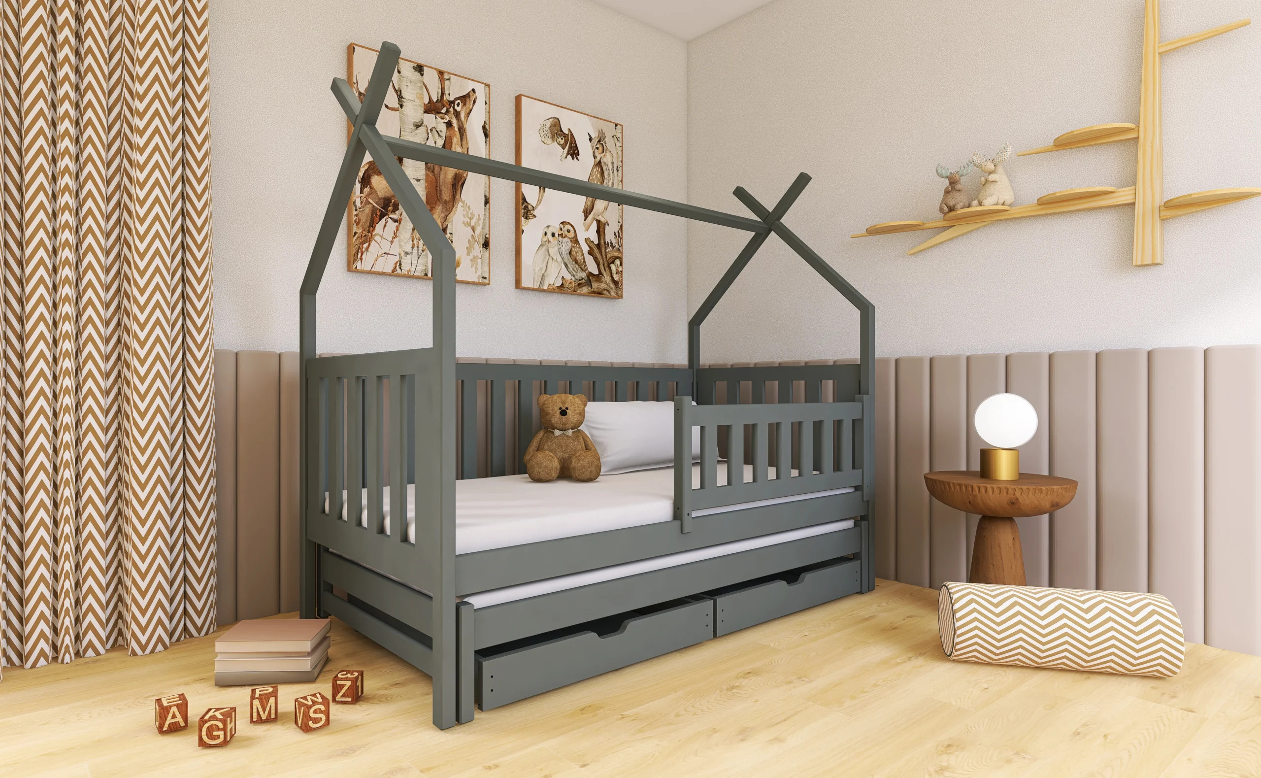 Hausbett, Ausziehbett, Kinderbett TYTUS - Kubuk Moebel
