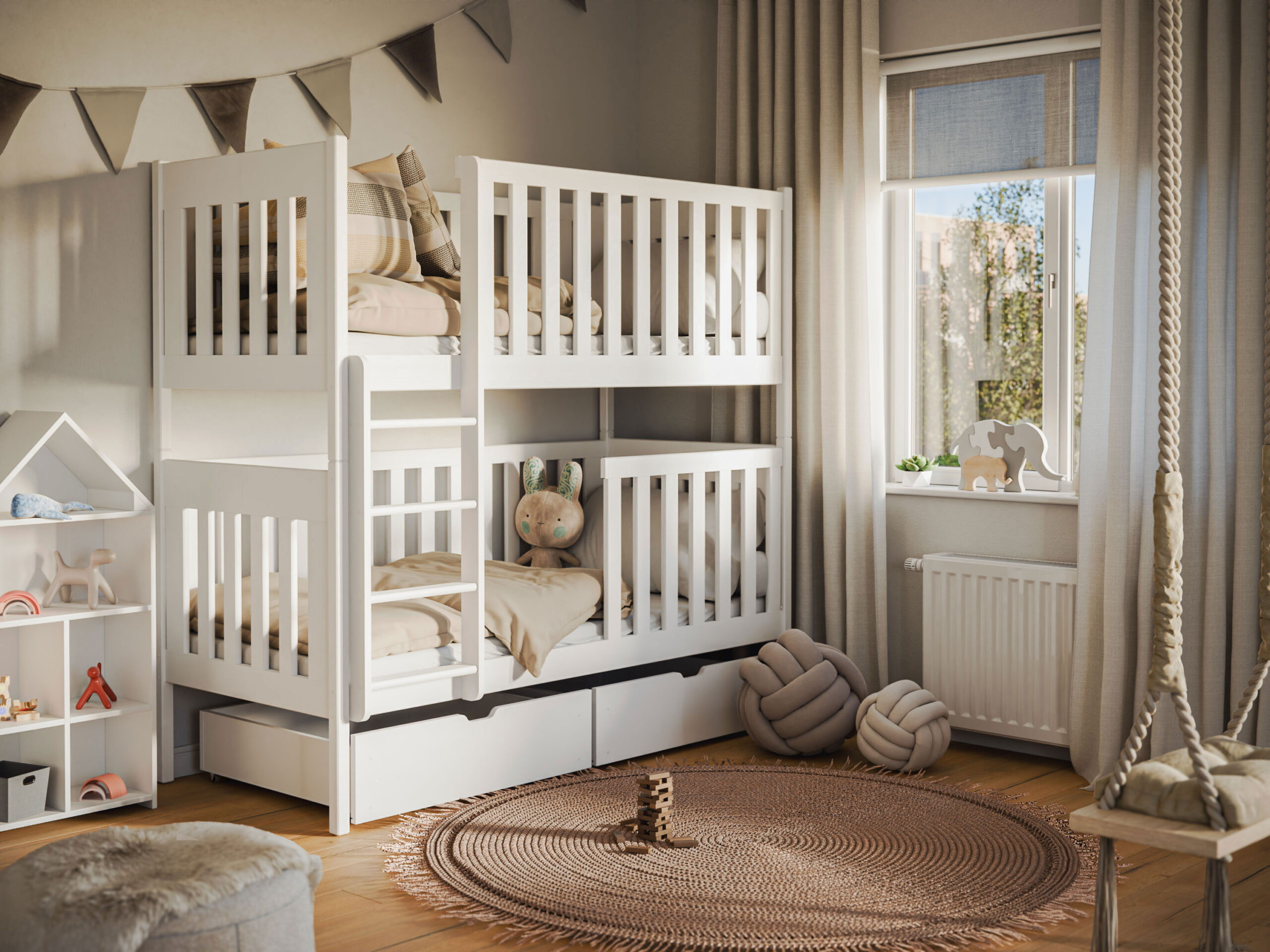 Etagenbett, Kinderbett DAVID mit Schubladen - Kubuk Moebel