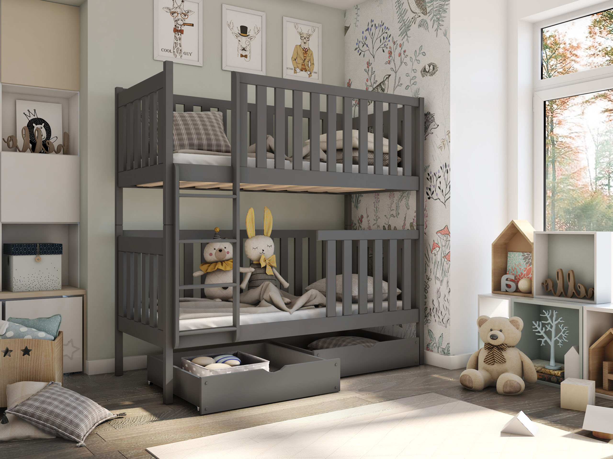 Etagenbett, Kinderbett DAVID mit Schubladen - Kubuk Moebel