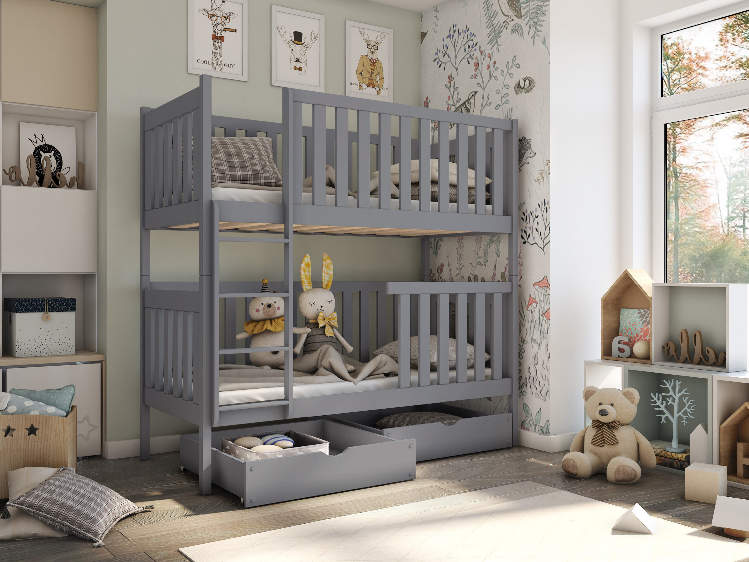Etagenbett, Kinderbett DAVID mit Schubladen - Kubuk Moebel