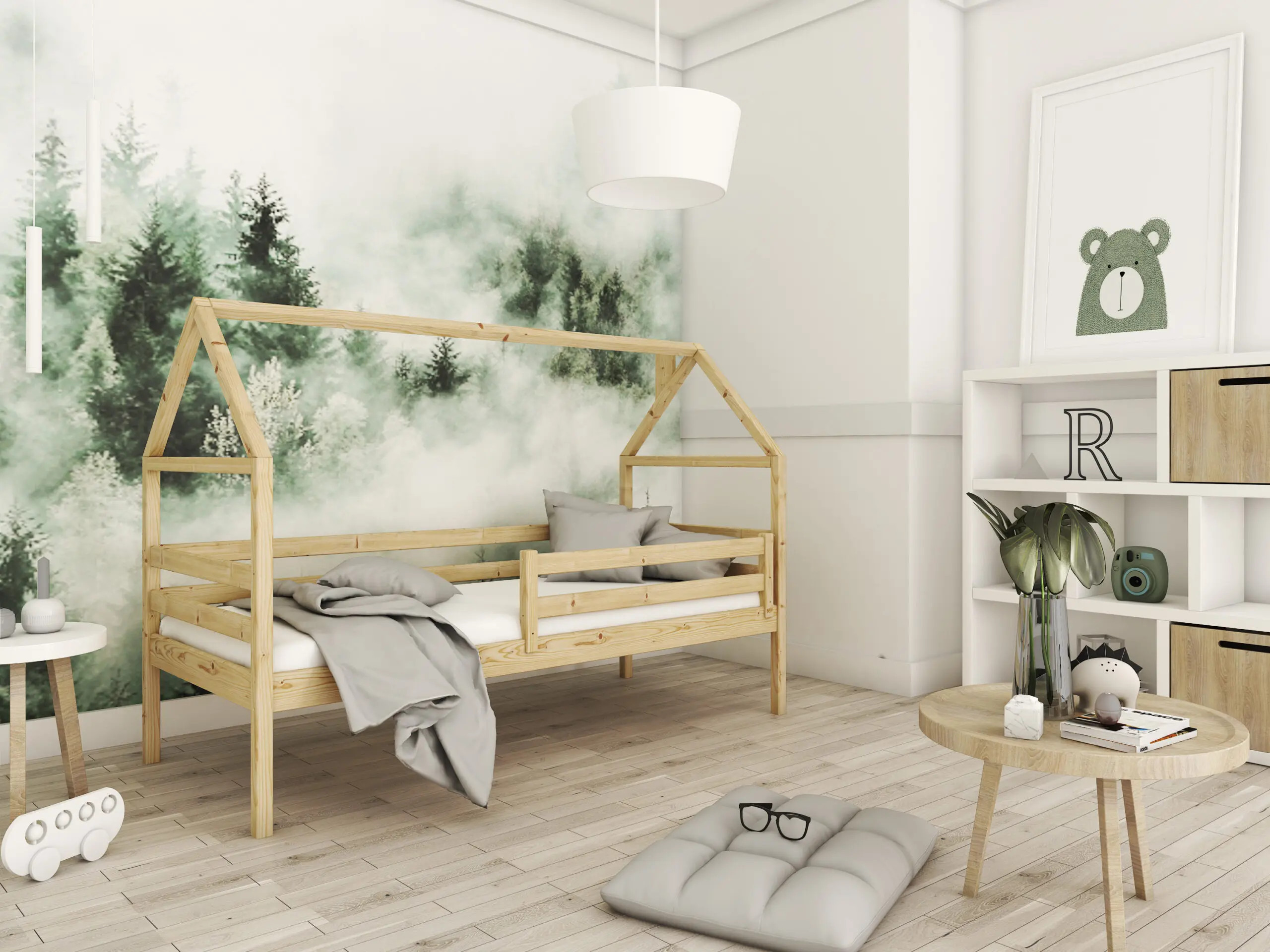 Einzelbett, Kinderbett, Hausbett ARON - Kubuk Moebel