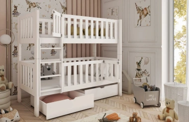 Etagenbett, Kinderbett KSAWERY mit Gittertür